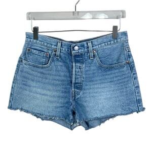 Levi's | 501 High Waist Cut Off Distressed Denim Blue Jean Medium Wash Shorts 30